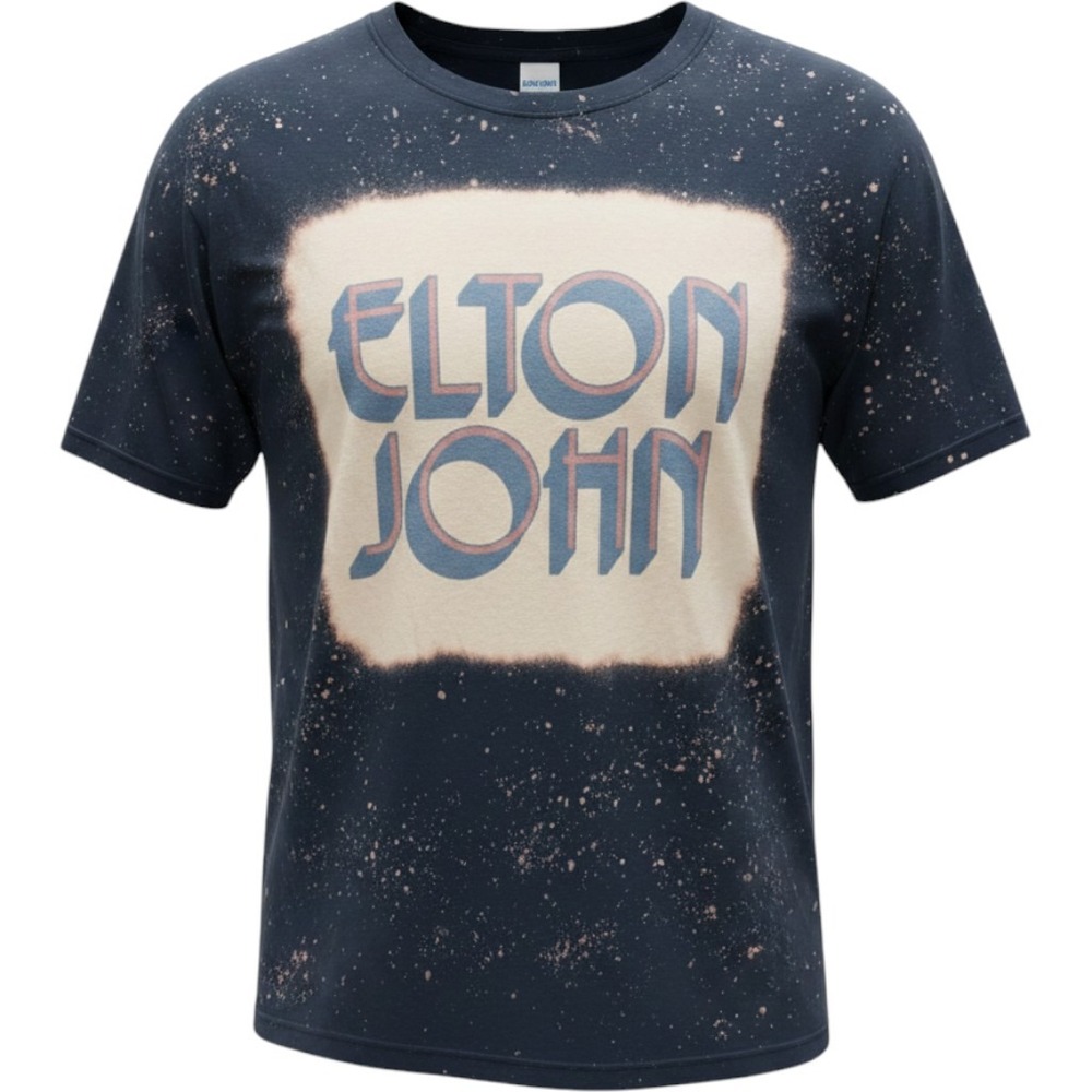 Elton John 42 Navy Blue‎ Splatter T-Shirt L cotton